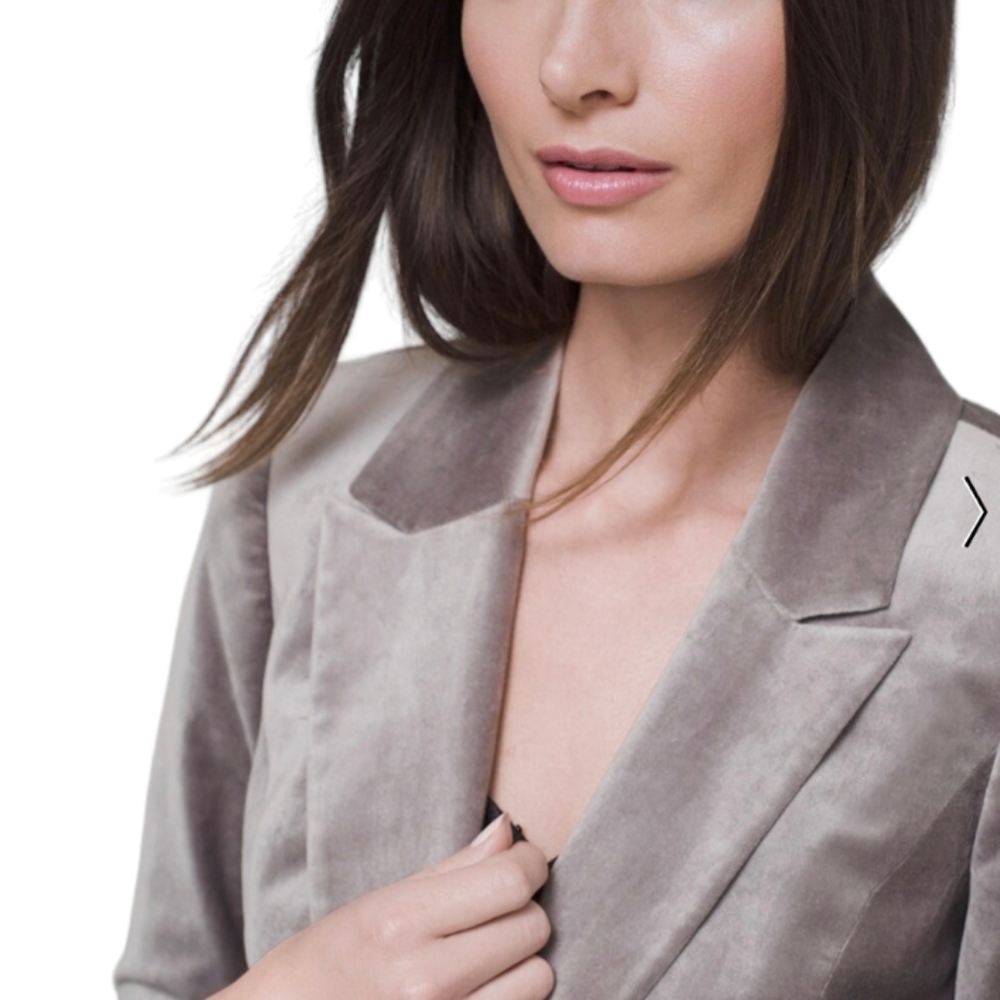 White House Black Market Gray Velvet Blazer - Picture 3 of 7
